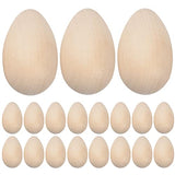 20pcs Wooden Easter Eggs to Paint Unfinished Eggs Fake Eggs for Crafts Easter Party Supply PRETYZOOM