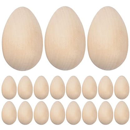 20pcs Wooden Easter Eggs to Paint Unfinished Eggs Fake Eggs for Crafts Easter Party Supply - WoodArtSupply