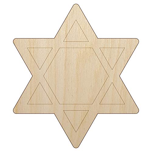 Star of David Jewish Unfinished Wood Shape Piece Cutout for DIY Craft Projects - 1/4 Inch Thick - 6.25 Inch Size Sniggle Sloth