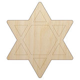 Star of David Jewish Unfinished Wood Shape Piece Cutout for DIY Craft Projects - 1/4 Inch Thick - 6.25 Inch Size Sniggle Sloth