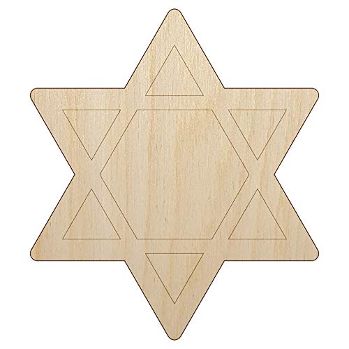 Star of David Jewish Unfinished Wood Shape Piece Cutout for DIY Craft Projects - 1/4 Inch Thick - 6.25 Inch Size - WoodArtSupply