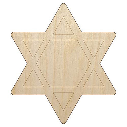 Star of David Jewish Unfinished Wood Shape Piece Cutout for DIY Craft Projects - 1/4 Inch Thick - 6.25 Inch Size - WoodArtSupply