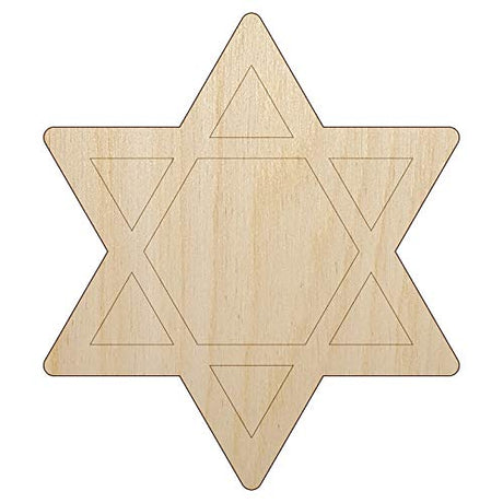 Star of David Jewish Unfinished Wood Shape Piece Cutout for DIY Craft Projects - 1/4 Inch Thick - 6.25 Inch Size Sniggle Sloth