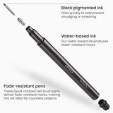 ARTEZA Felt-Tip Brush Pens, Set of 12 Nontoxic Black Marker Pens, Quick-Dry and Smear-Proof, Art Supplies for Sketching, Lettering, and Calligraphy ARTEZA