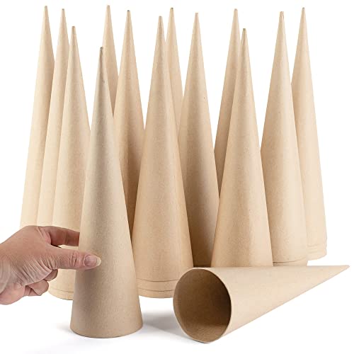 Factory Direct Craft Open Bottom Paper Mache Cones - Pack of 36 Cardboard Papier Mache Cones for DIY Crafts, Gnomes, Holiday Angels, Christmas Trees - WoodArtSupply