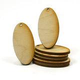 Mylittlewoodshop Pkg of 50 - Oval - 2 inches Tall by 1 inch Wide with 1 2mm Hole and 1/8 inch Thick Unfinished Wood (LC-OVALH1-50) Unique Wood Shapes