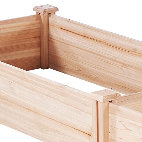 VEVOR Outdoor Wooden Raised Garden Bed Planter, 96 x 24 x 10in, High End Natural Fir Wood No-Bolt Assembly, Elevated Planting Box for Vegetable/Herb - WoodArtSupply