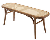 Kmax Upholstered Bench Wicker Rattan Entryway Bench Rustic Solid Wood 45 Inch for Living Room/Bedroom/Hallway Kmax