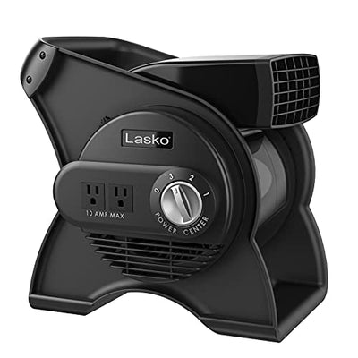 Lasko High Velocity Pivoting Utility Blower Fan, for Cooling, Ventilating, Exhausting and Drying at Home, Job Site, Construction, 2 AC Outlets,