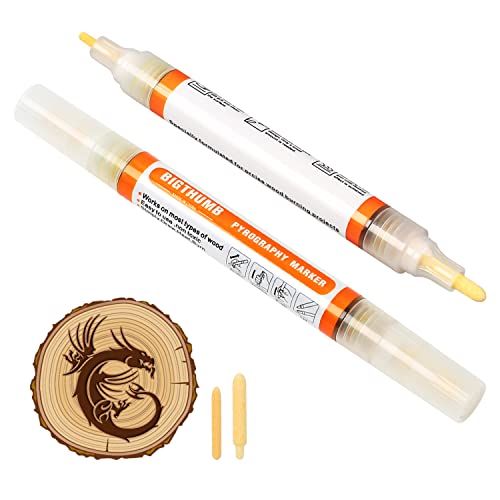 2 pcs Wood Burning Pen Marker, Wood Scorch Pen Marker - Heat Sensitive Marker for Wood and Crafts - 2 in 1 with Oblique Tip and Bullet Tip and - WoodArtSupply