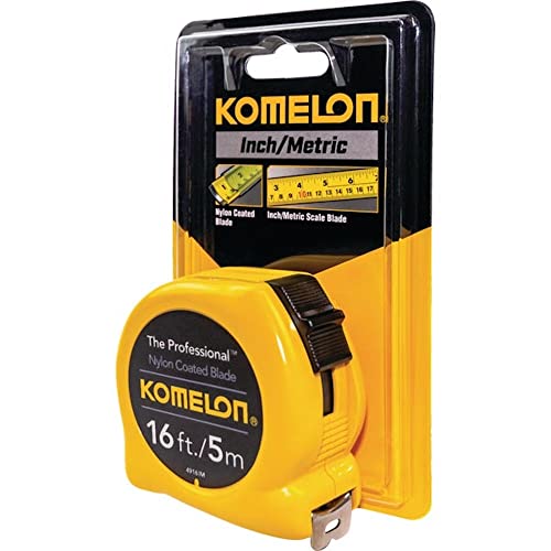 Komelon 4916IM The Professional 16-Foot Inch/Metric Scale Power Tape, Yellow - 4 Pack Komelon