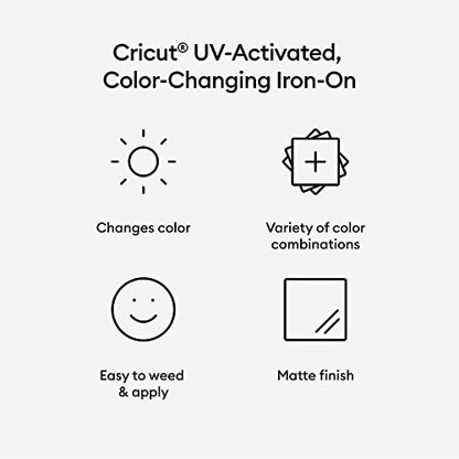 Cricut UV Color Changing Iron-On Vinyl Rolls Bundle - Sun Activated Color Change Heat Transfer Vinyl Roll, Thermal HTV for DIY Shirts Customized