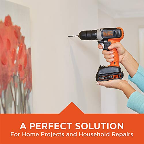 BLACK+DECKER 20V MAX Drill with Home Tool Kit, 66-Piece (BCKSB62C1) BLACK+DECKER