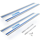 110" Track Saw Guide Rail 194368-5 71387 Joining Set for Makita and Festool Plunge Saw, Includes 2x55" Aluminum Extruded Guide Rails and 2 Connectors WOUILNIA