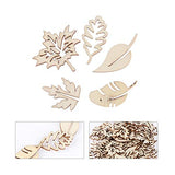 Amosfun 50pcs Laser Cut Wood Embellishment Hollow Out Wooden Leaves Shape Wood Discs Unfinished Wood Cutout for Arts Crafts DIY Decoration Amosfun