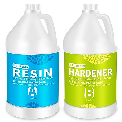 DR. RESIN 2 Gallon Crystal Clear Epoxy Resin Kit (1 gal Resin + 1 gal Hardener) for Jewelry Tabletop Tumbler DIY Craft Coating and Casting DR. RESIN