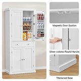 usikey 72” Kitchen Pantry Cabinet, Tall Storage Cabinet with 4 Doors and 1 Drawer, Freestanding Cupboard with 6 Hanging Shelves and Adjustable usikey
