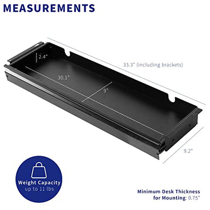 VIVO Extra Large 33 inch Under Desk Sliding Pull-out Drawer or Keyboard Tray for Office Desk, Oversized Storage for Sit Stand Workstation, Slim - WoodArtSupply