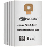WHI-GN Replacement for BOSCH Bags, VB140F Fleece Filter Bags, compatible with BOSCH 14 Gallon Dust Extractors VAC140 (6 Pack) WHI-GN