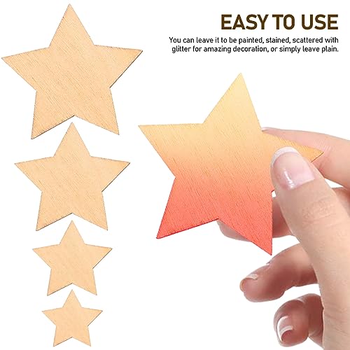 SUPVOX 100pcs Shape Wooden Blank Wooden Plaque Wooden Star Embellishments Nativity Ornaments Wooden Embellishments Unfinished Star Cutouts Mothers SUPVOX