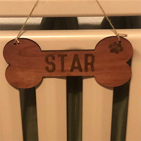 JANOU 3pcs Bone Wood Sign Blank Hanging Wooden Plaque DIY Craft Project Dog Bone Wood Sign with Rope Door Wall Art Decorative, 7.9x3.9 in JANOU