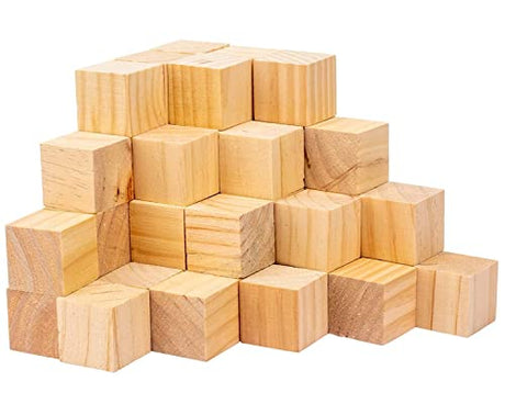 50 Pack 1.5 Inches Unfinished Wood Cubes Blocks - Natural Wooden Square Blocks Great for Crafts Making PONGJA