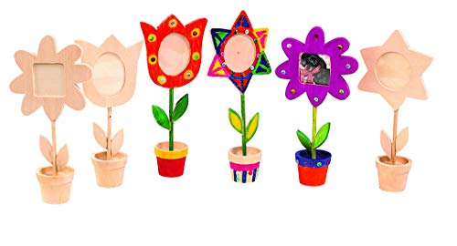 Colorations Wooden Flower Pot Picture Frames, Great Craft Project for Kids, Create a Keepsake, 12 Frames, Ideal Mothers Day or Fathers Day Gift, Colorations