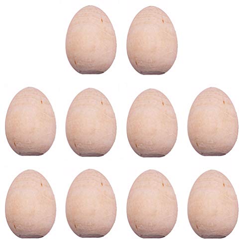 Kisangel 10pcs Unfinished Wood Eggs Smooth Flat Bottom Wooden Easter Craft Eggs for Easter Display Smooth Ready to Paint and Decorate L Kisangel