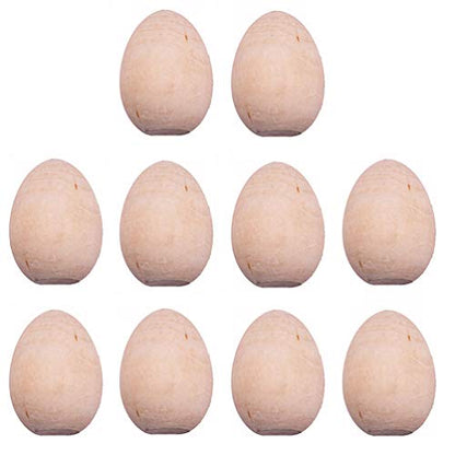 Kisangel 10pcs Unfinished Wood Eggs Smooth Flat Bottom Wooden Easter Craft Eggs for Easter Display Smooth Ready to Paint and Decorate L - WoodArtSupply