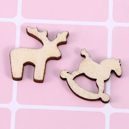SEWACC 300PCS Mini Christmas Wooden Cutouts Unfinished Wood Christmas Ornaments Snowflake Tree Bell Deer Embellishments Hanging Wooden Pendant Slices SEWACC