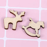 SEWACC 300PCS Mini Christmas Wooden Cutouts Unfinished Wood Christmas Ornaments Snowflake Tree Bell Deer Embellishments Hanging Wooden Pendant Slices SEWACC