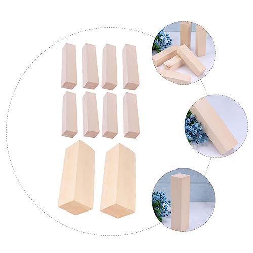 VILLCASE 10 Pcs Carved Wooden Strips Wood Decor Wooden Building Blocks Wood Carving Blocks Wood Blank Blocks Basswood Carving kit Unfinished Craft VILLCASE