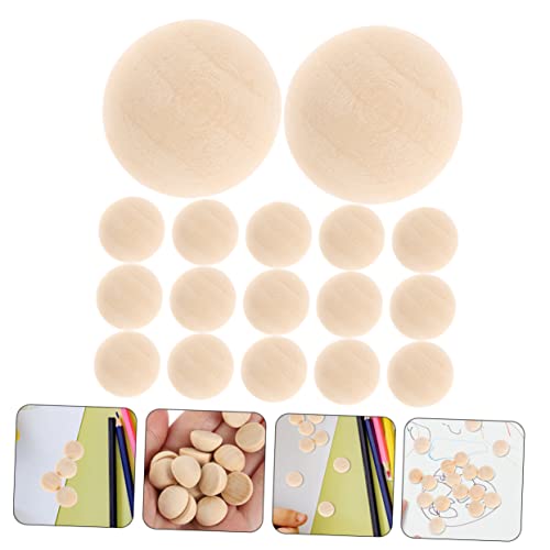Kisangel 96 Pcs Wooden Hemisphere Unfinished Balls DIY Half Beads Unfinished Hemisphere Ball Unfinished Half Round Beads Wooden Half Craft Ball Wood Kisangel