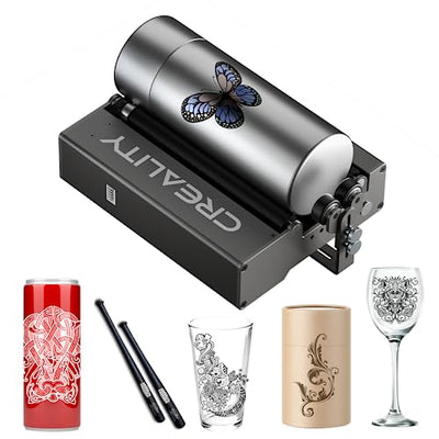Laser Rotary Roller, Creality 360° Laser Engraver Y-axis Rotary Module for Engraving Curved Surface Objects, Diameter 5mm to 120mm Cylindrical &