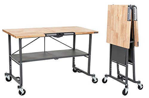 COSCO SmartFold Portable Workbench/Folding Utility Table (Gray Steel Frame) - WoodArtSupply