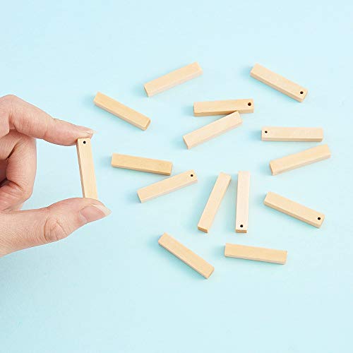 LiQunSweet 20-Pieces Unfinished Wood Blank Slice Pendants Rectangle Tube Wooden Cuboid Wheat for Necklace Jewelry Making DIY Crafts Art Project Home