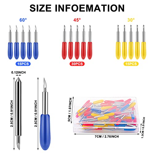 60 Pieces Replacement Cutting Blades for Cricut Explore Air 2/Air 3/Maker, Include 15 Pieces Fine Point Blades 30 Pieces Standard Blades 15 Pieces - WoodArtSupply