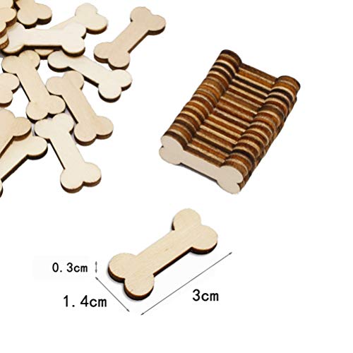 Healifty 50pcs DIY Wooden Embellishment Decor for Desk Bone Shaped Wooden Cutouts Unfinished Wood Slices Bone Wood Slices Unpainted Wooden Slice Healifty