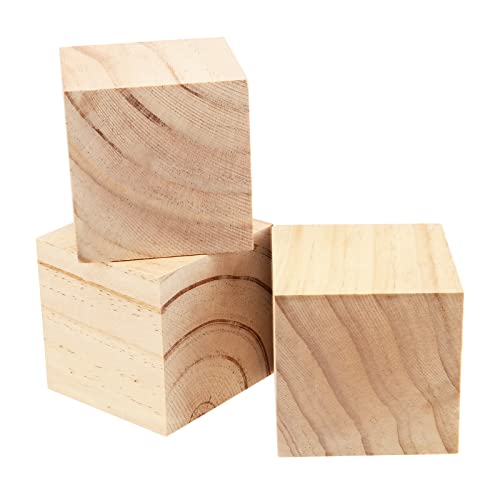 NINGWAAN 45 PCS 2 Inch Wooden Cubes, Unfinished Wood Craft Blocks, Square Wood Cubes Blank Wood Blocks for Puzzle Making, Crafts, and DIY Projects