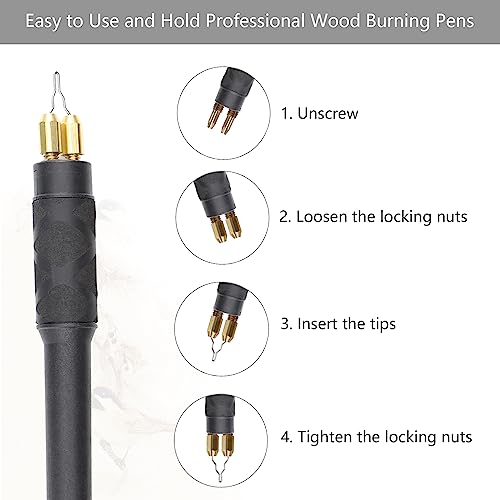 WANDART Professional Wood Burning Kit with One Pyrography Pen Single Wood Burner with 20 Wood Burning Tips with Case and 5PCS Stencils WANDART