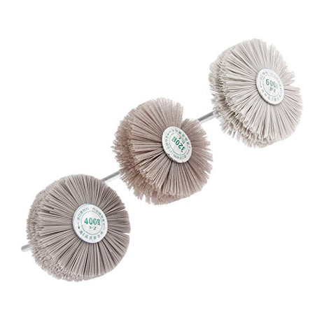 Mtsooning 3PCS Nylon Abrasive Wheel Brush Filament, 320# 400# 600# Grinding Head, Woodwork Polish Grinder with 6mm Threaded Shank for Removing of - WoodArtSupply