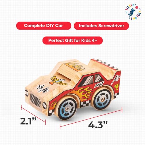 DIY Wooden Race Car w/ Stickers - Kids Building Kit - Stem Building Toys - Wood Crafts for Kids - Building Kits for Kids - Woodworking Kits for Kids