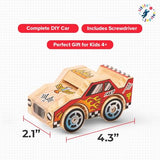 DIY Wooden Race Car w/ Stickers - Kids Building Kit - Stem Building Toys - Wood Crafts for Kids - Building Kits for Kids - Woodworking Kits for Kids Little Jupiter
