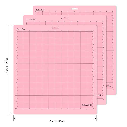 REALIKE 12x12 FabricGrip Cutting Mat for Cricut Maker 3/Maker/Explore 3/Air 2/Air/One(3 Mats), Fabric Adhesive Sticky Cut Mats Replacement REALIKE