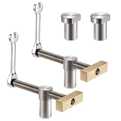 OwnMy Set of 2 Bench Dog Clamps for 3/4 Inch Hole - Adjustable Woodworking Bench Dog Screw Clamps Workbench Bench Dog Hole Stops, Stainless Steel