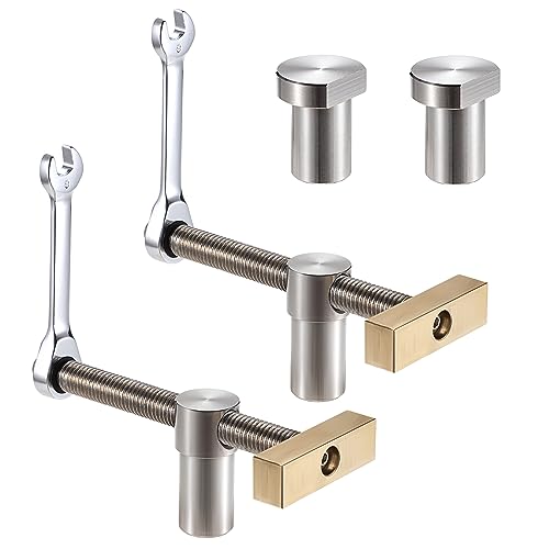 OwnMy Set of 2 Bench Dog Clamps for 3/4 Inch Hole - Adjustable Woodworking Bench Dog Screw Clamps Workbench Bench Dog Hole Stops, Stainless Steel - WoodArtSupply