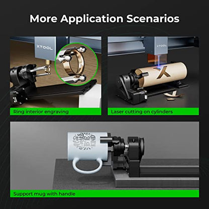 xTool RA2 Pro for M1, 4-in-1 Laser Rotary with Risers, Laser Rotary Roller Engraving Module for Laser Engraver, Jaw Chuck Rotary, Y-axis Rotary - WoodArtSupply