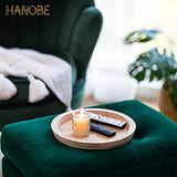 Hanobe Wood Decorative Tray - Round Unfinished Wooden Trays DIY Ottoman Serving Tray Centerpiece Candle Holder for Kitchen Countertop Crafts Art Home Hanobe