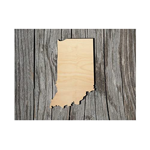 Indiana State Wood Craft Unfinished Wooden Cutout Art DIY Wooden Signs Inspirational Wall Plaque Farmhouse Wall Art Decor for Home Restroom Bathroom Arupkeer