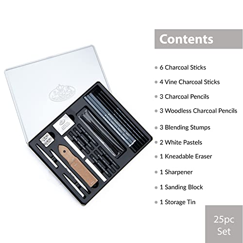 Royal & Langnickel Essentials(TM) Medium Charcoal Art Set W/Tin Royal & Langnickel
